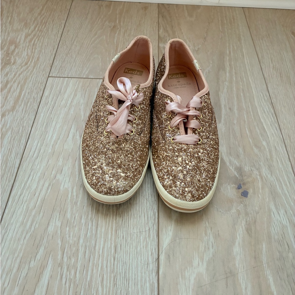 kate spade Rose Gold Glitter Girls Ballet Flats